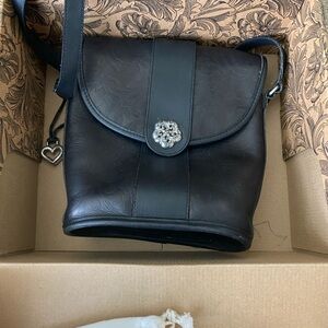 Brighton Black Crossbody Bag with Floral Design